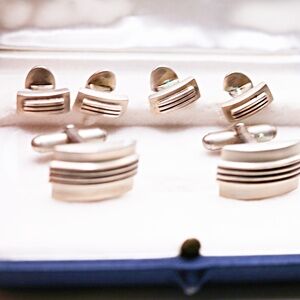 Mens Sterling Silver  Tuxedo Cufflinks and Studs